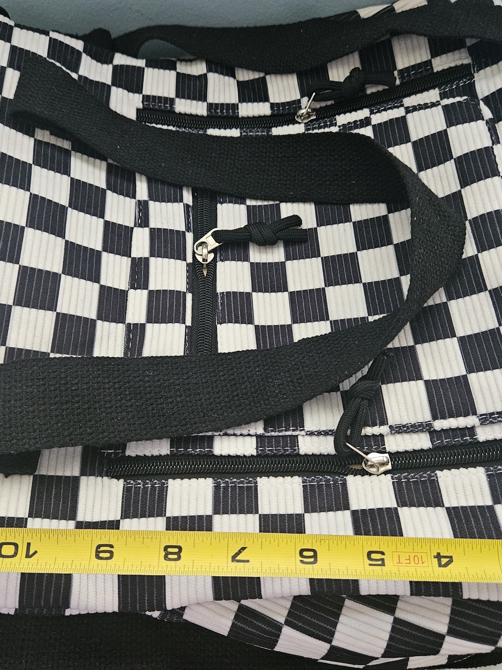 Checkerboard Black & White Tote Bag - Casual Women Bag - Picture 4 of 6